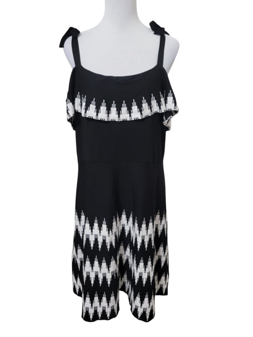 Lane Bryant Size 18/20 Black & White Sweater Knit Off-The-Shoulder Dress